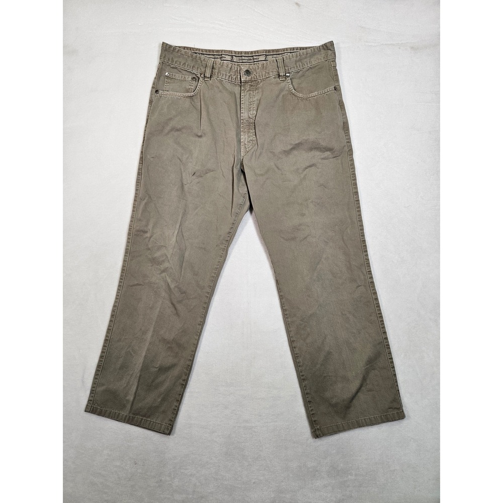 Ermenegildo Zegna Mens 40 Cotton Straight Leg Trousers Olive Drab Made in Italy